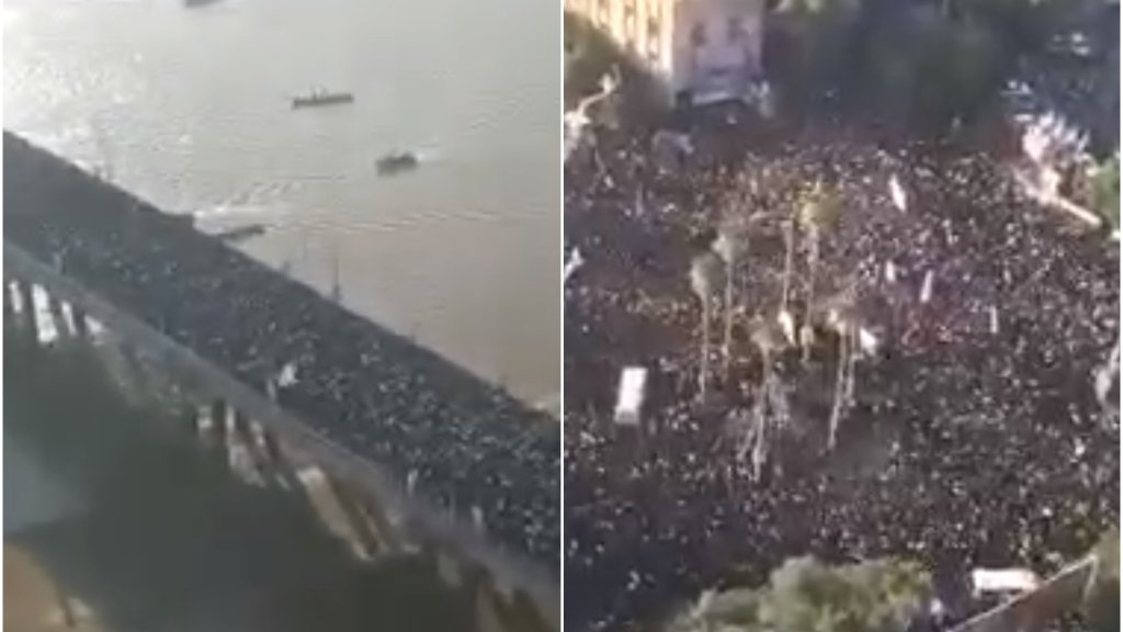 بالفيديو/ الملايين احتشدوا في الشوارع لتشييع الفريق سلَيما  ني في مدينة اهواز الايرانية