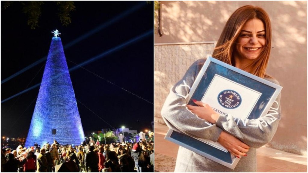 شجرة الميلاد في شكا دخلت "غينيس" للأرقام القياسية..حطمت رقم المكسيك وطولها 29 م وتزينت بـ130 ألف قنينة بلاستيك