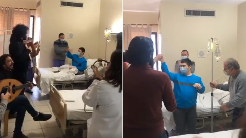 بالفيديو/  فرقة موسيقية تدخل الفرح إلى قلوب المرضى داخل مستشفى حمود بالعزف والغناء لهم