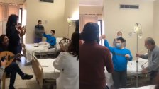 بالفيديو/  فرقة موسيقية تدخل الفرح إلى قلوب المرضى داخل مستشفى حمود بالعزف والغناء لهم