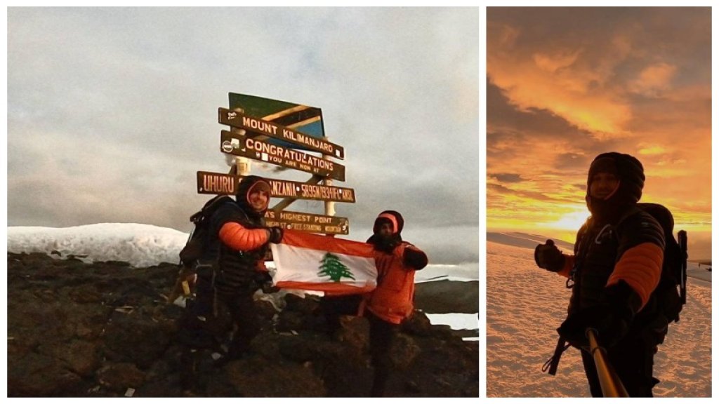 الأخوين اللبنانيين رشيد وصالح الخازن يرفعان العلم اللبناني على قمة جبل كيليمنجارو في تنزانيا..."بركان خامد ويبلغ ارتفاعه 5895 متراً"!