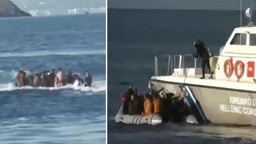بالفيديو/ بإطلاق النار في الهواء وبالعصا...خفر السواحل اليونانية يعرقلون مرور قارب مطاطي يحمل لاجئين لإجبارهم على العودة
