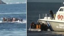 بالفيديو/ بإطلاق النار في الهواء وبالعصا...خفر السواحل اليونانية يعرقلون مرور قارب مطاطي يحمل لاجئين لإجبارهم على العودة