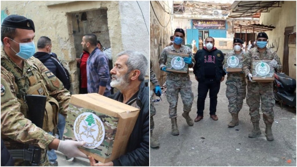 بالصور/ الجيش اللبناني يوزّع حصصا غذائية على عائلات محتاجة في طرابلس 