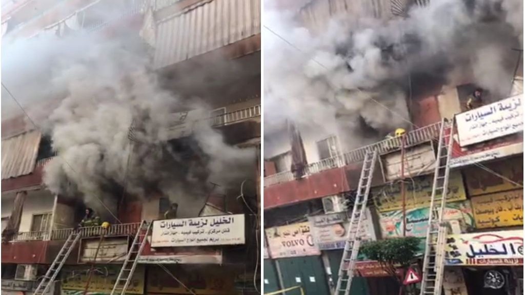 بالفيديو/ حريق يلتهم شقة سكنية في الغبيري والدفاع المدني يحاول بصعوبة السيطرة على النيران