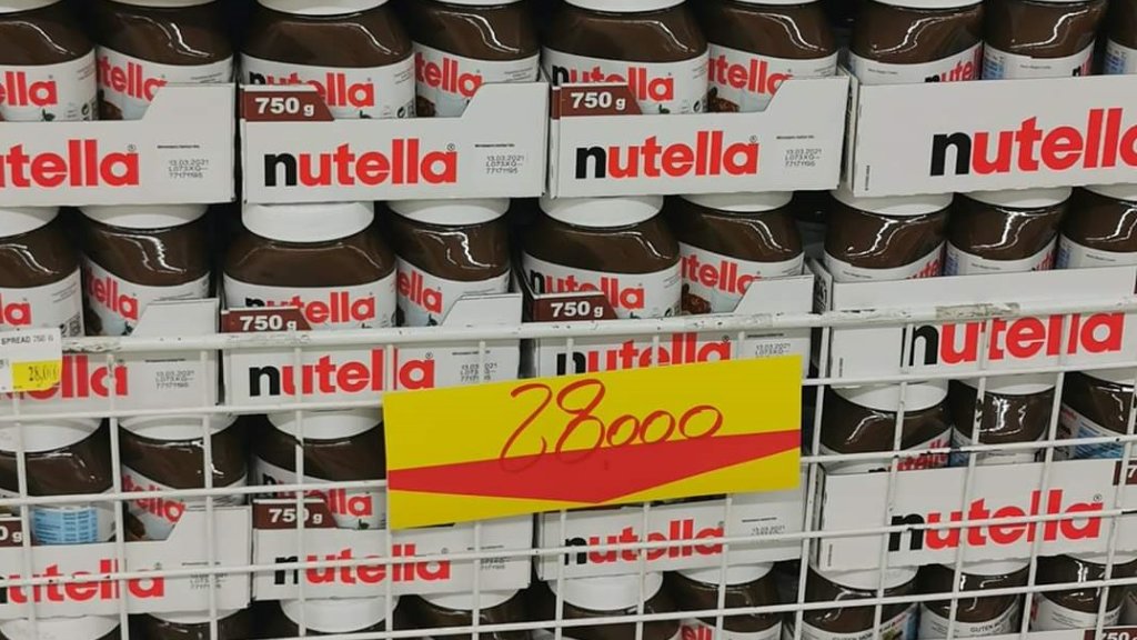 سعر الـ &quot;نوتيلا&quot; يحلق بعيداً في أحد المتاجر...الـ 750 غرام بـ 28 ألف ليرة لبنانية فقط لا غير!