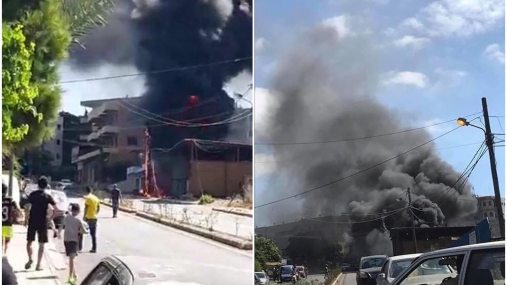 بالفيديو/ إنفجار خزّان مازوت يعود لأحد المولدات الكهربائية في برجا 