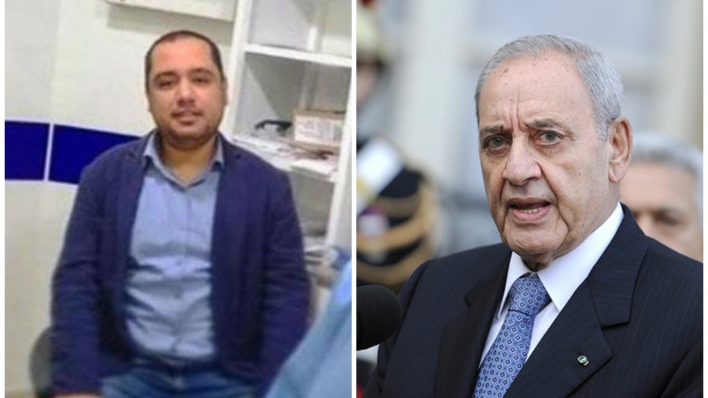 الرئيس بري اتصل بذوي الطبيب الشهيد لؤي اسماعيل معزياً باستشهاده أثناء قيامه بواجبه الإنساني