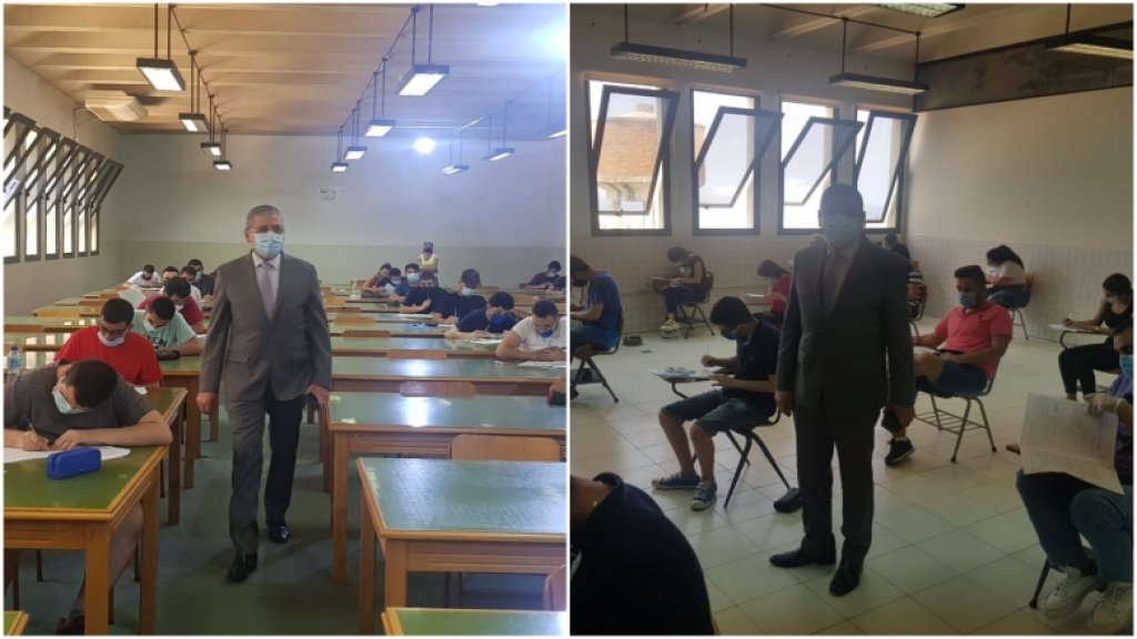 بالصور/ رئيس الجامعة اللبنانية فؤاد أيوب يتفقد التدابير الوقائية أثناء الإمتحانات في فرع الفنار