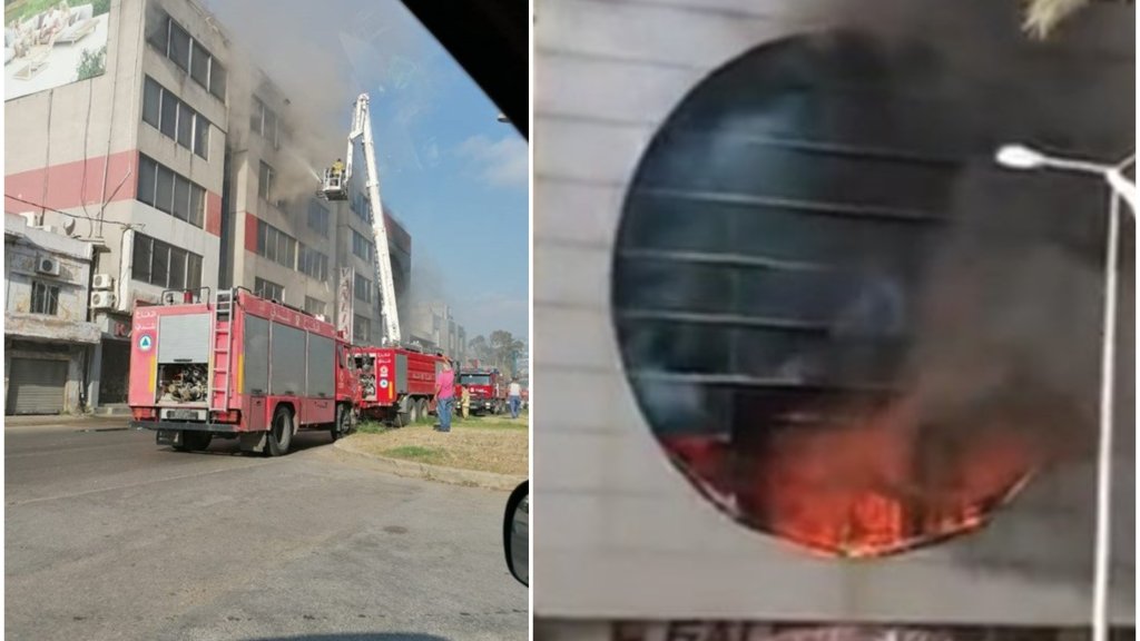 بالفيديو/ حريق يلتهم مبنى كاليري &quot;فانليان&quot; على طريق برج حمود البحرية