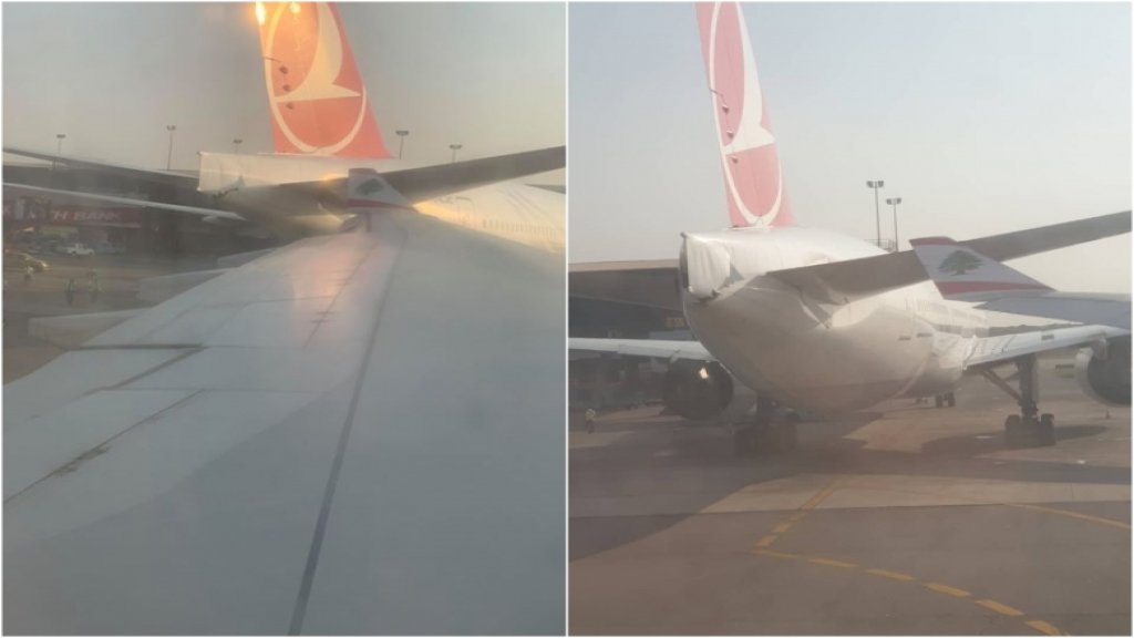 بالصور/ إصطدام طائرة تابعة للميدل إيست بطائرة تركية على مدرج مطار لاغوس في نيجيريا
