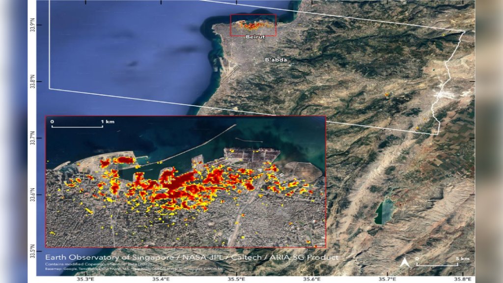 وكالة ناسا تنشر صورة تحدد فيها المناطق المتضررة في انفجار مرفأ بيروت