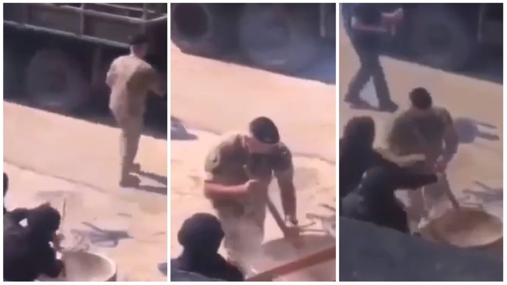 بالفيديو/ عسكري من الجيش اللبناني يترجل من الالية العسكرية ليشارك في "الهريسة" ويتبارك عن روح الامام الحسين في احدى البلدات البقاعية