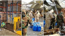 الجيش: تقوم وحداتنا بالاشراف على عمليات شفط وازالة المياه ورواسب الزيوت المتجمعة التي بدأت في مرحلتها الاولى في منطقة السوق الحرة بالمرفأ