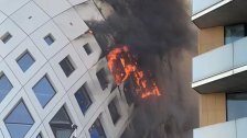  الترجيحات الأوليّة تشير الى أنّ سبب الحريق الذي اندلع صباح اليوم في مبنى زها حديد في وسط بيروت يعود الى أعمال &quot;تلحيم&quot; في المبنى القيد الإنشاء (MTV)
