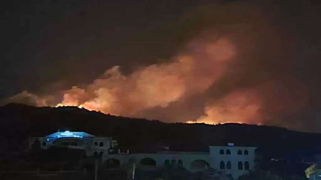 الحرائق تشتعل في أغلب المناطق....حريق كبير في جبل فغري في خراج دوما ومناشدة لإرسال طوافات
