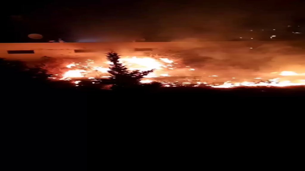 فيديو متداول للحريق الذي إندلع في منطقة عرمون وتمكنت فرق الإطفاء من إخماده