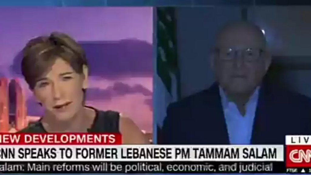 بالفيديو/ انقطاع الكهرباء أثناء مداخلة لـ تمام سلام على CNN: &quot;كنت أتحدّث عن الطاقة في لبنان وانقطعت الكهرباء&quot;