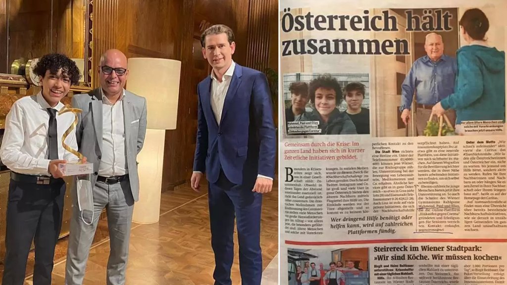 طفل مصري فاز بلقب شخصية العام في النمسا بعدما أطلق مبادرة إنسانية وأمن متطلبات المئات من المسنين في ظل كورونا