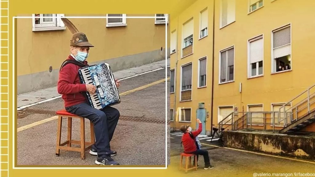 بالفيديو/ مُنع من زيارتها في المستشفى&hellip; مسنّ إيطالي يعزف في الشارع لزوجته المريضة!