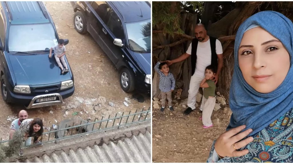 نظرات الشوق إلى أمي في أيامها الاخيرة...صورة لزوج وطفلي المرحومة خولى الفليطي التي توفيت بكورونا في آخر اللقاءات كانت قد نشرتها عبر حسابها وكتبت: "زيارة ولادي اليوم بالمستشفى بحكيهن من البلكون"