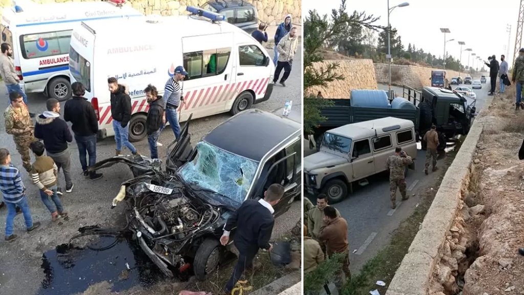 بالصور/ 5 إصابات نتيجة حادث تصادم بين آلية شحن للجيش وسيارة في الهرمل