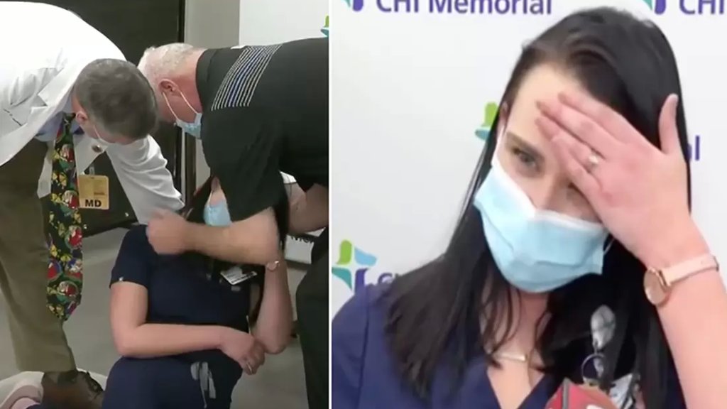بالفيديو/ ممرضة أميركية تسقط أرضاً خلال مقابلة بعد تلقيها لقاح كورونا! وعلقت لاحقاً &quot;حالتي جيدة&quot;