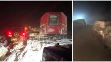 بالصور/ عناصر الدفاع المدني عملوا لـ 12 ساعة متواصلة لإنقاذ مواطنين حاصرتهم العاصفة الثلجية في أعالي جبال صنين