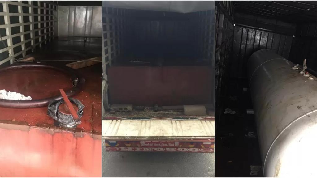 بالصور/ الجمارك تضبط شاحنتين محملتين بالمازوت (حوالي ١٢٠٠٠ ليترا) والغاز قبل دخولهما الاراضي السورية