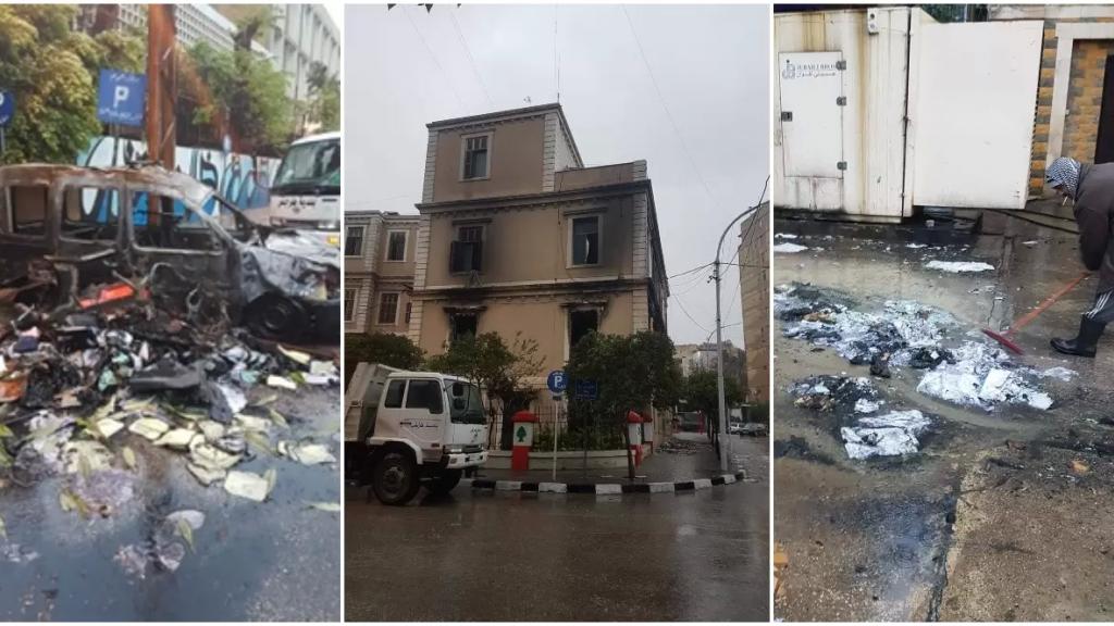بالصور/ هكذا بدا مبنى بلدية طرابلس صباح اليوم بعد إحراقه أمس 
