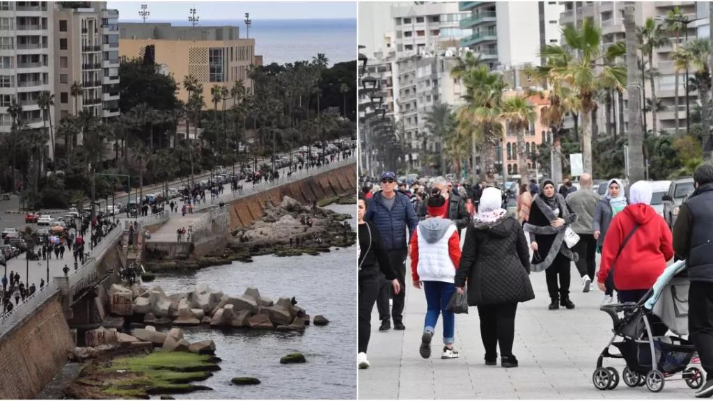 بالصور/ الكورنيش البحري يشهد زحمة مواطنين اليوم الاحد