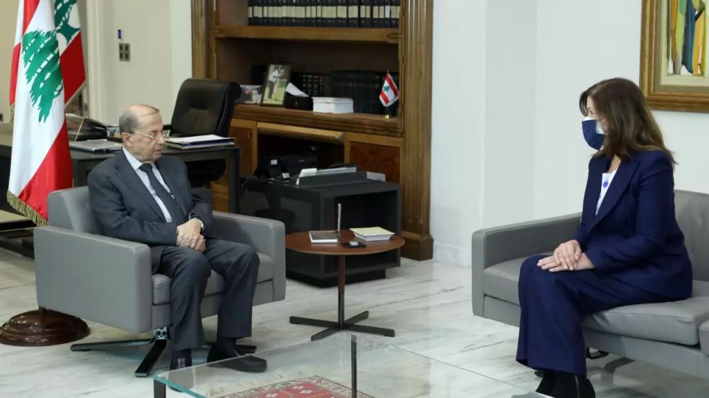 الرئيس عون استقبل السفيرة الاميركية دوروثي شيا وعرض معها الاوضاع الراهنة والتطورات الحكومية
