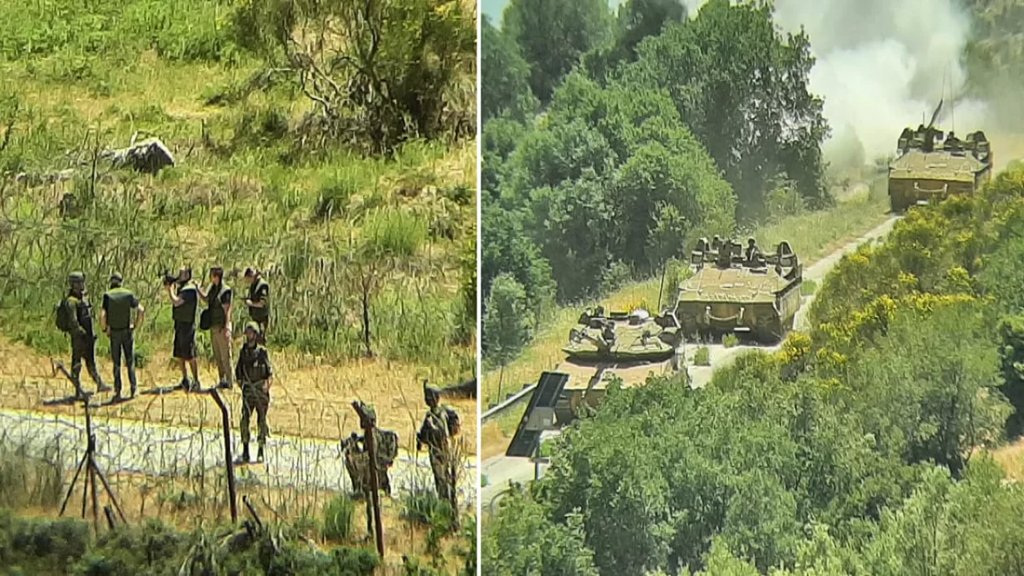 قوة عسكرية إسرائيلية مدعومة بدبابات ميركافا عند بوابة مزارع شبعا بهدف إزالة رايات لبنانية وفلسطينية والجيش الإسرائيلي يستقدم فريقًا تلفزيونيًا للتغطية 