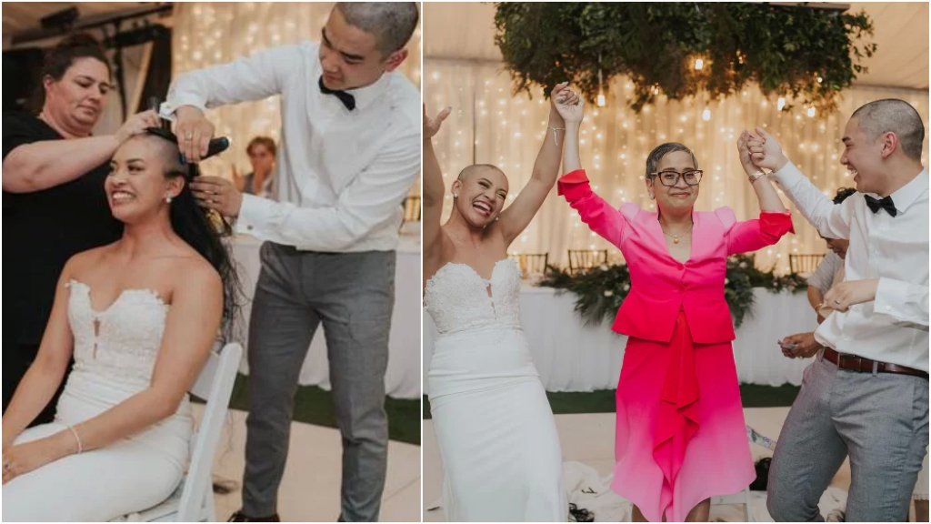 بالفيديو/ في مشهد مؤثر.. زوجان يحلقان شعريهما خلال حفل زفافهما تضامنًا مع والدة العروس التي تعاني من السرطان!