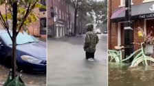 بالفيديو/ فيضانات هائلة تضرب الساحل الشرقي للولايات المتحدة.. الأضرار الأضخم منذ عام 2003