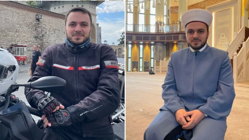 إمام مسجد شاب في تركيا يلفت الإنتباه بتنقله على متن دراجة نارية!
