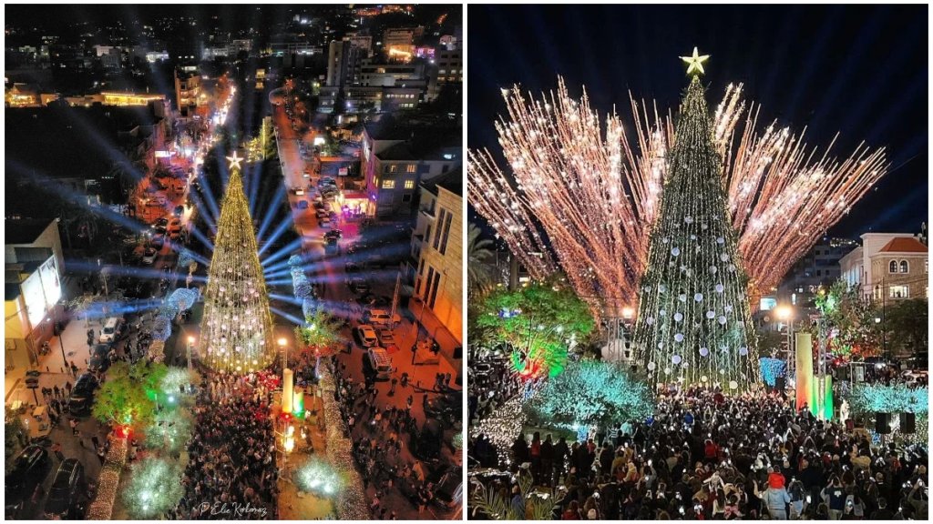 بالصور والفيديو/  إضاءة شجرة الميلاد في مدينة جبيل