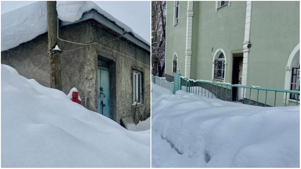 بالصور/ الثلوج الكثيفة تدفن المنازل في أغري شرق تركيا.. الحرارة سجلت 30 درجة تحت الصفر!
