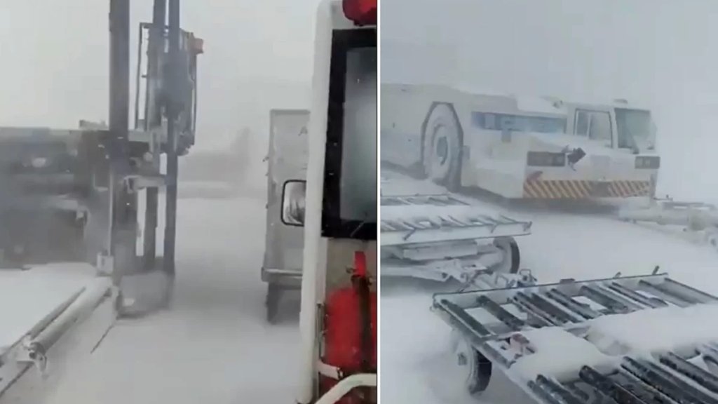 بالفيديو/ حاصرتهم الثلوج.. ركاب علقوا داخل الطائرات في مطار اسطنبول