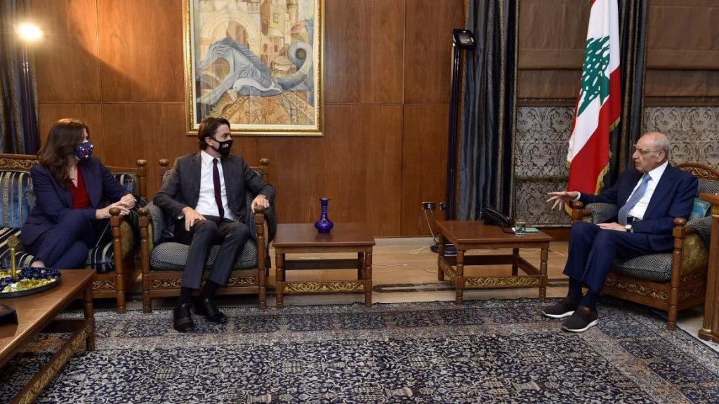 الرئيس بري عرض مع هوكشتاين وشيا نتائج مساعي معاودة التفاوض غير المباشر