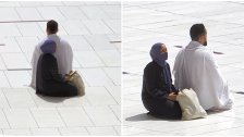 صور لمعتمرة تستظل بأخيها أثناء صلاته في باحات الحرم المكّي تجتاح مواقع التواصل
