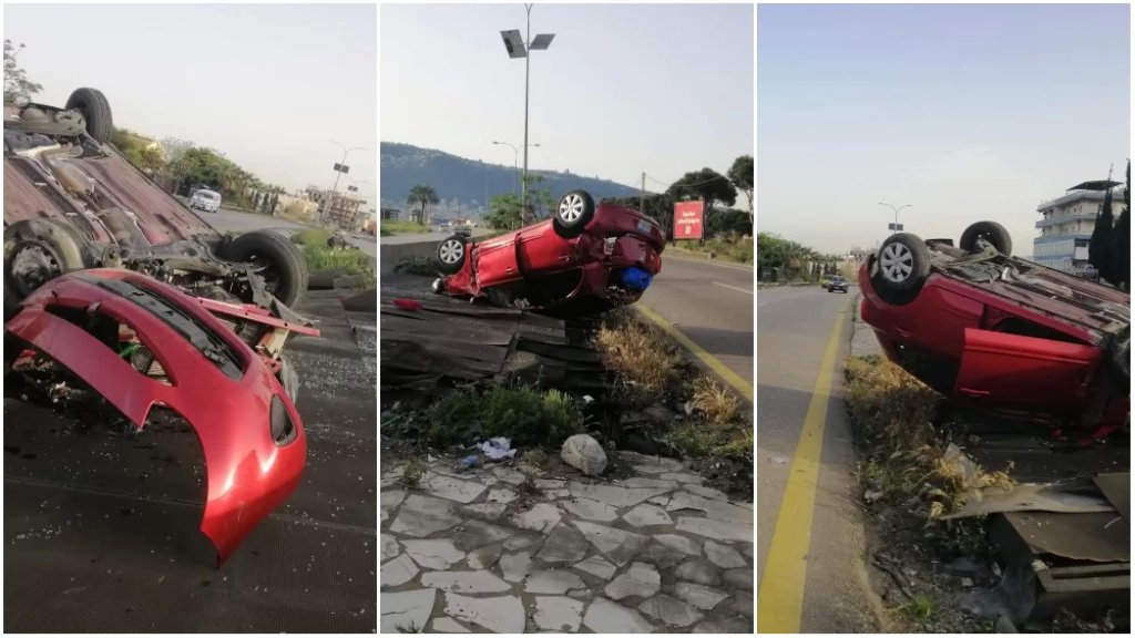 بالصورة/ حفرة كبيرة تسببت بحادث على طريق الكازينو و قد نجت السائقة باعجوبة