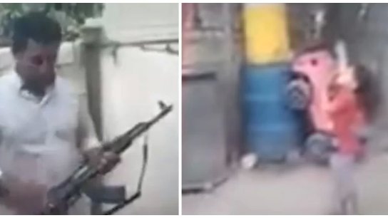 فيديو &quot;مرعب&quot; لرجل عراقي يصوب سلاحه نحو &quot;فم ابنته&quot;.. استعرض مهارته في التصويب على طفلته!