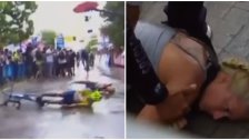 بالفيديو/ لحظة فرح تحولت إلى كارثة في كولومبيا.. درّاج يصطدم بزوجته لحظة احتفاله بالفوز!
