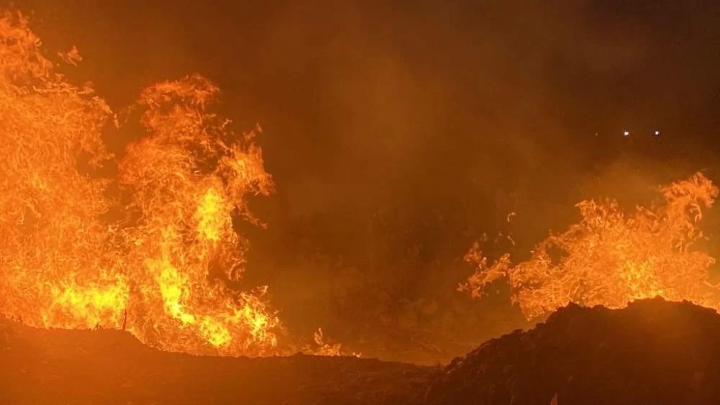 حريقٌ كبير إندلع عند جسر برغون فوق أنفه