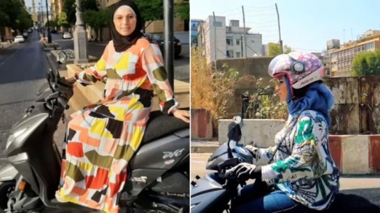بالصور/ تحدياً للأزمة.. الشابة &quot;رنا&quot; تنقل السيدات إلى أعمالهن باستخدام الدراجة النارية &quot;موتو تاكسي&quot;: يُوفرن الوقت والمال