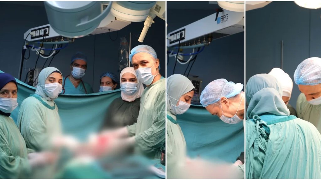 بالصور/ يُعتبرُ من الأورام النادرة بكُبر حجمه (35*25 cm)... عملية  في مستشفى الزهراء لاستئصال رحم مريضة ثلاثينية لإصابتها بورم كبير
