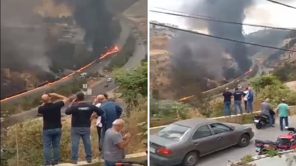 بالفيديو/ انفجار صهريج المازوت على اوتويَستراد المتن السريع... سحب الدخان غطت المنطقة