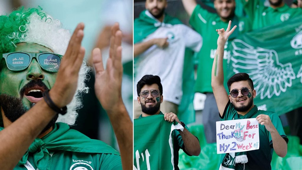 جماهير السعودية حاضرة بالأخضر وأحدهم يشكر مديره على الإجازة على غرار المشجع الياباني