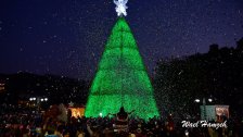 بالفيديو/ صنعت من حوالي 110000 عبوة بلاستيكية.. إضاءة الشجرة الميلادية على ضفاف بحيرة بنشعي!